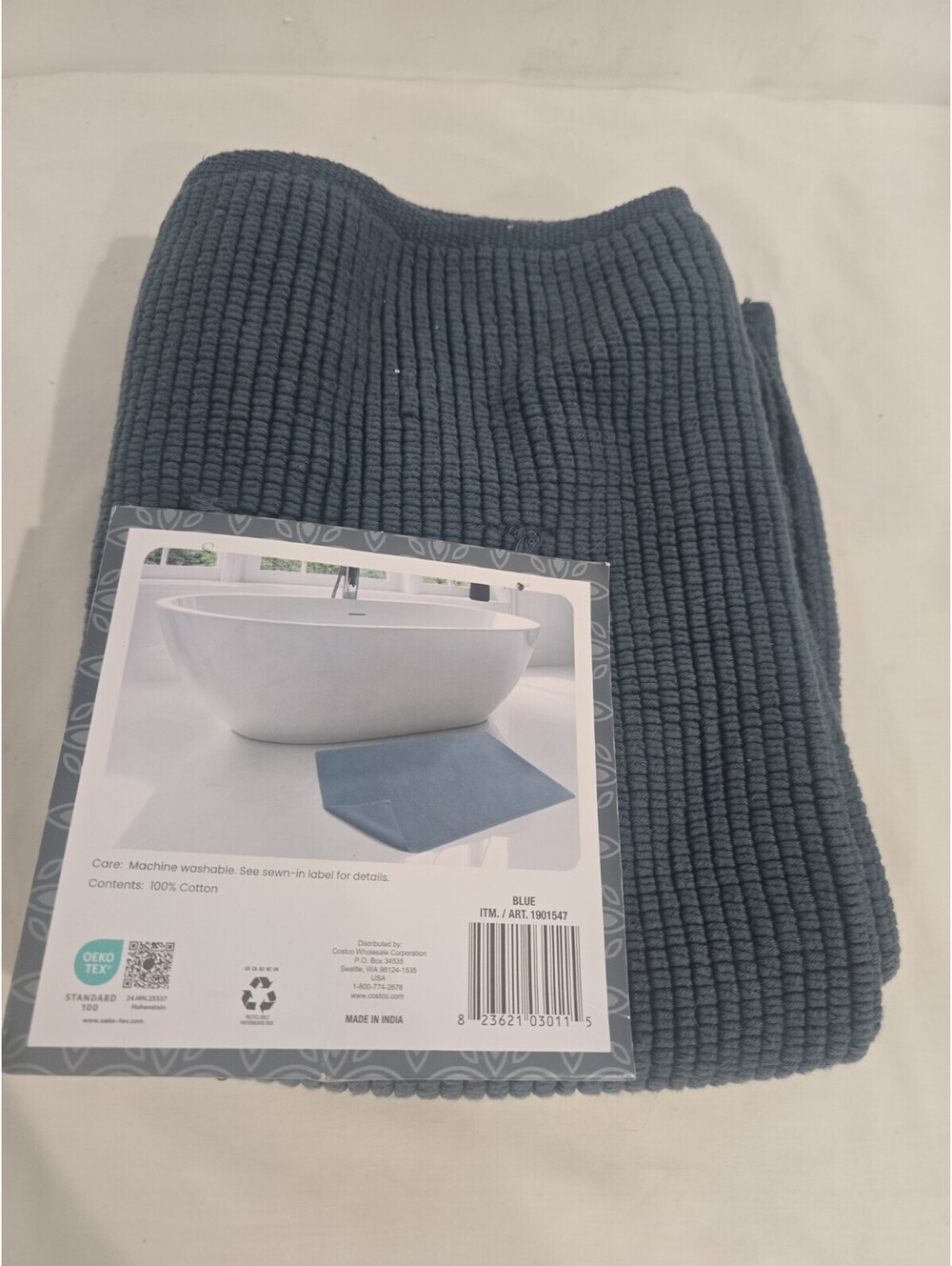Whitley Willows 100% Cotton Reversible Bath Mat 24 in x 36 in Blue Machine Wash